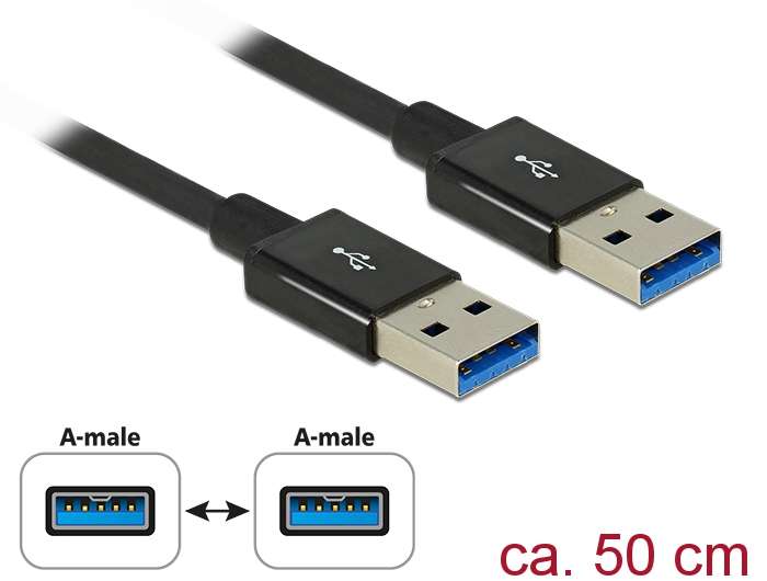 Delock USB 3.1 Gen2 USB Typ-A > Typ-A koaxial schawrz Premium 0,5m