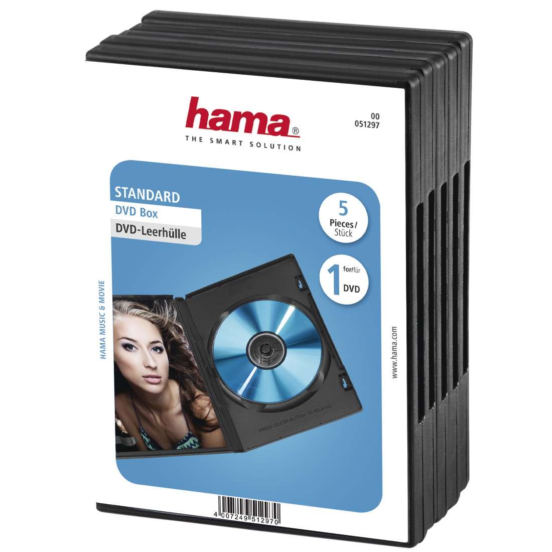 HAMA DVD-Leerhülle Standard, 5er-Pack, Schwarz