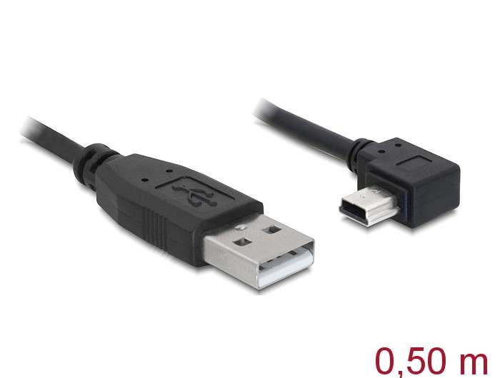 Delock Kabel USB 2.0-A Stecker > USB mini-B 5pin Stecker gewinkelt 0,5 m