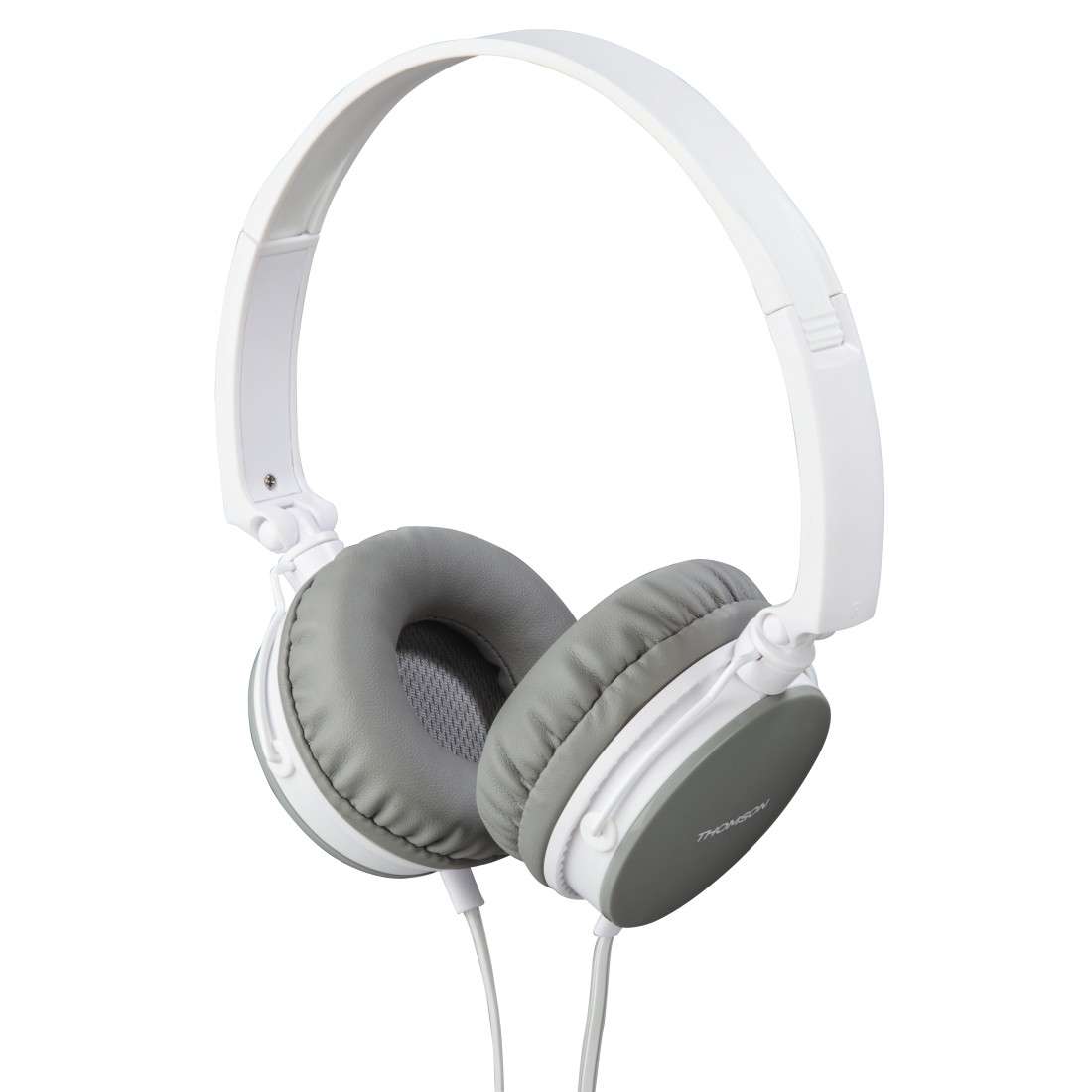 THOMSON (LIZENZMARKE) HED2207WH/GR Kopfhörer, On-Ear, Mikrofon, faltbar, Flachbandkabel
