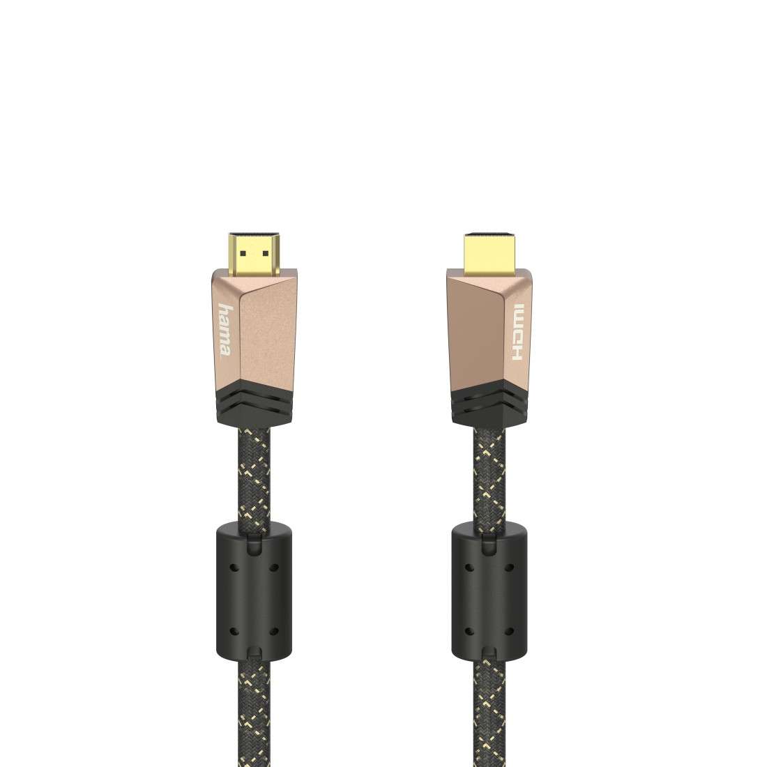 HAMA Premium HDMI™-Kabel mit Ethernet, Stecker - Stecker, Ferrit, Metall, 0,75 m