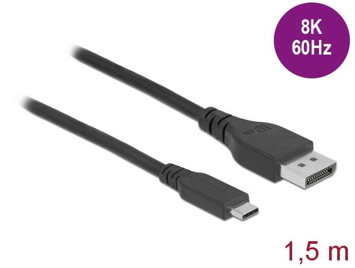 Delock Bidirektionales USB Type-C zu DisplayPort Kabel 8K 60 Hz 1,5 m DP
