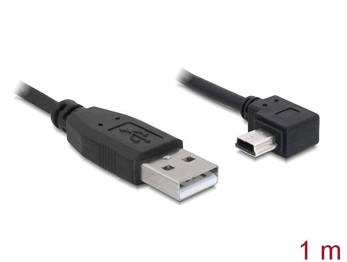 Delock Kabel USB 2.0-A Stecker > USB mini-B 5pin Stecker gewinkelt 1 m
