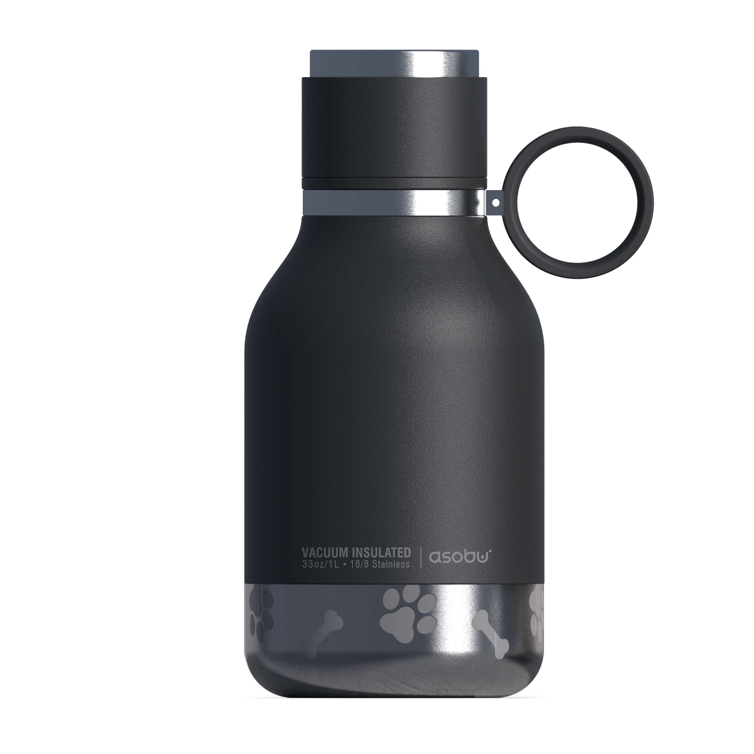 Asobu Edelstahlflasche mit Hundenapf 1 Liter Dog Bowl schwarz