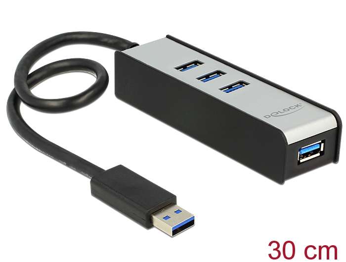 Delock USB 3.0 HUB 4 Port extern Aluline