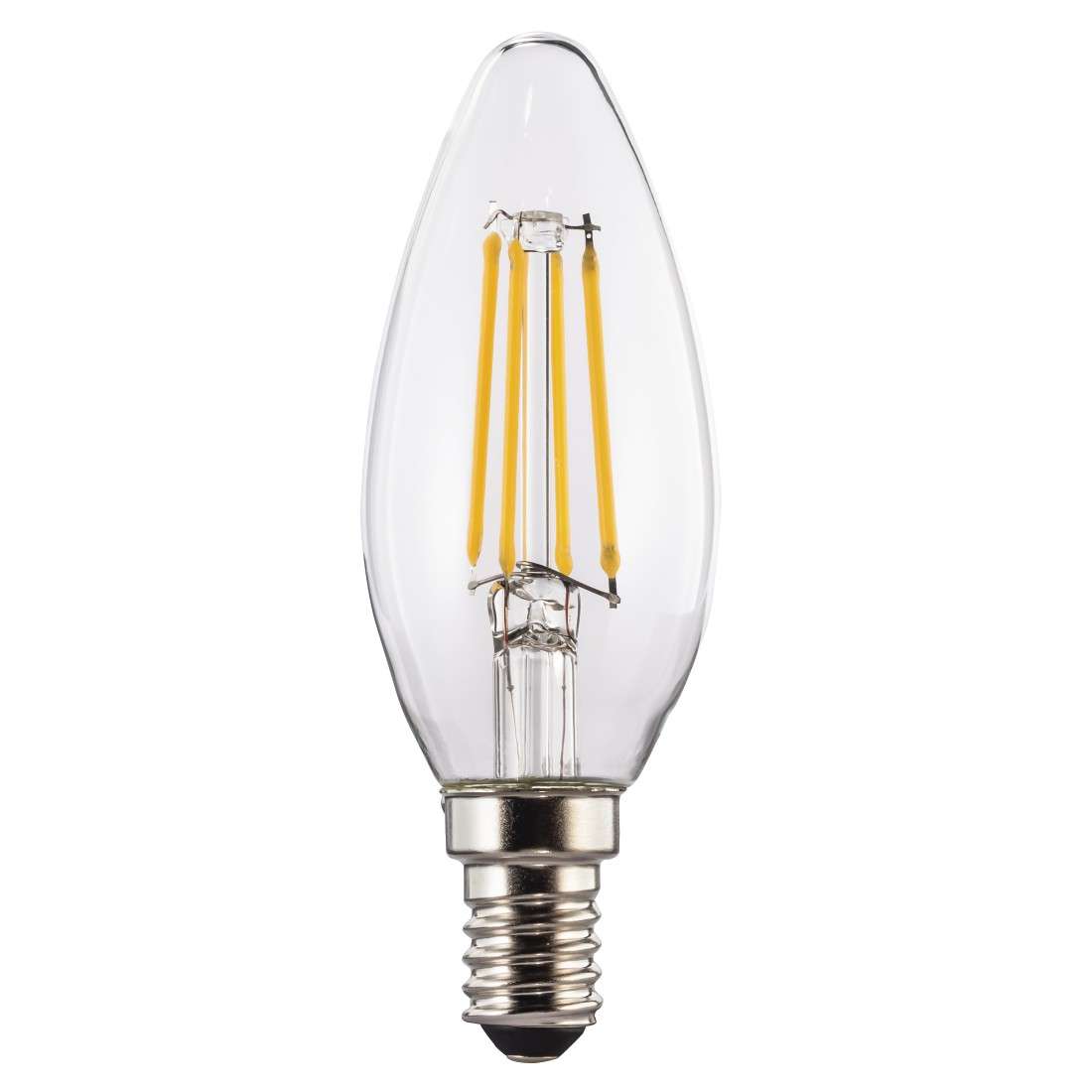 XAVAX LED-Filament, E14, 470lm ersetzt 40W, Kerzenlampe, Warmweiß, klar, dimmbar