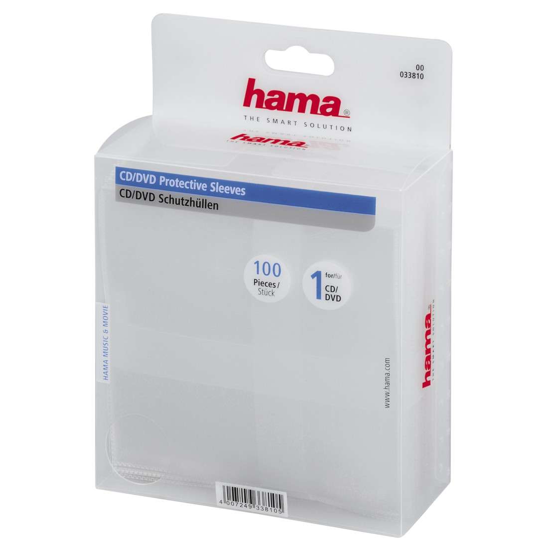 HAMA CD-/DVD-Schutzhüllen 100, Transparent