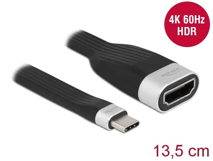 Delock FPC Flachbandkabel USB Type-C zu HDMI (DP Alt Mode) 4K 60 Hz 13,5 cm