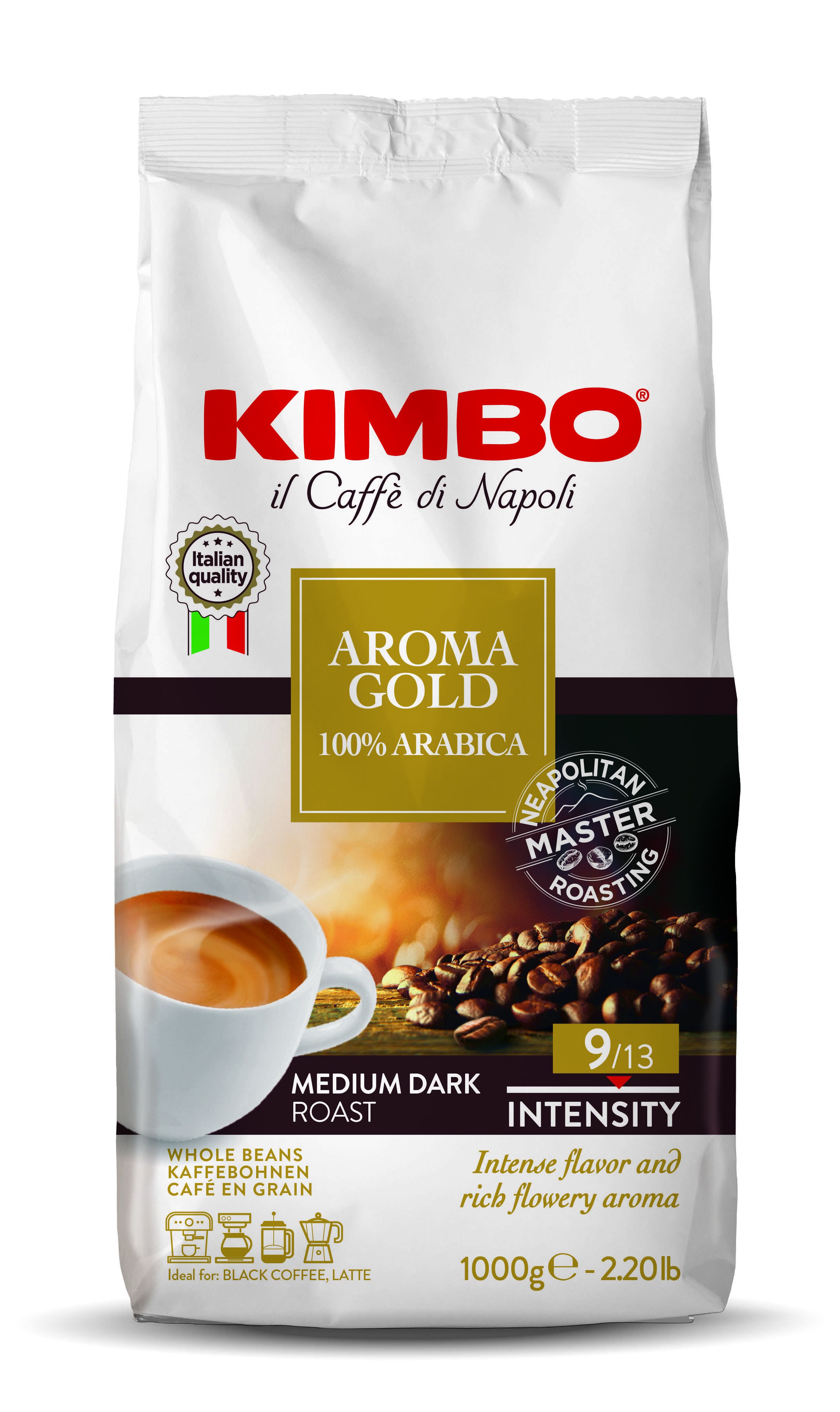 KIMBO S.p.A. Aroma Gold 100% Arabica ganze Kaffeebohnen1kg