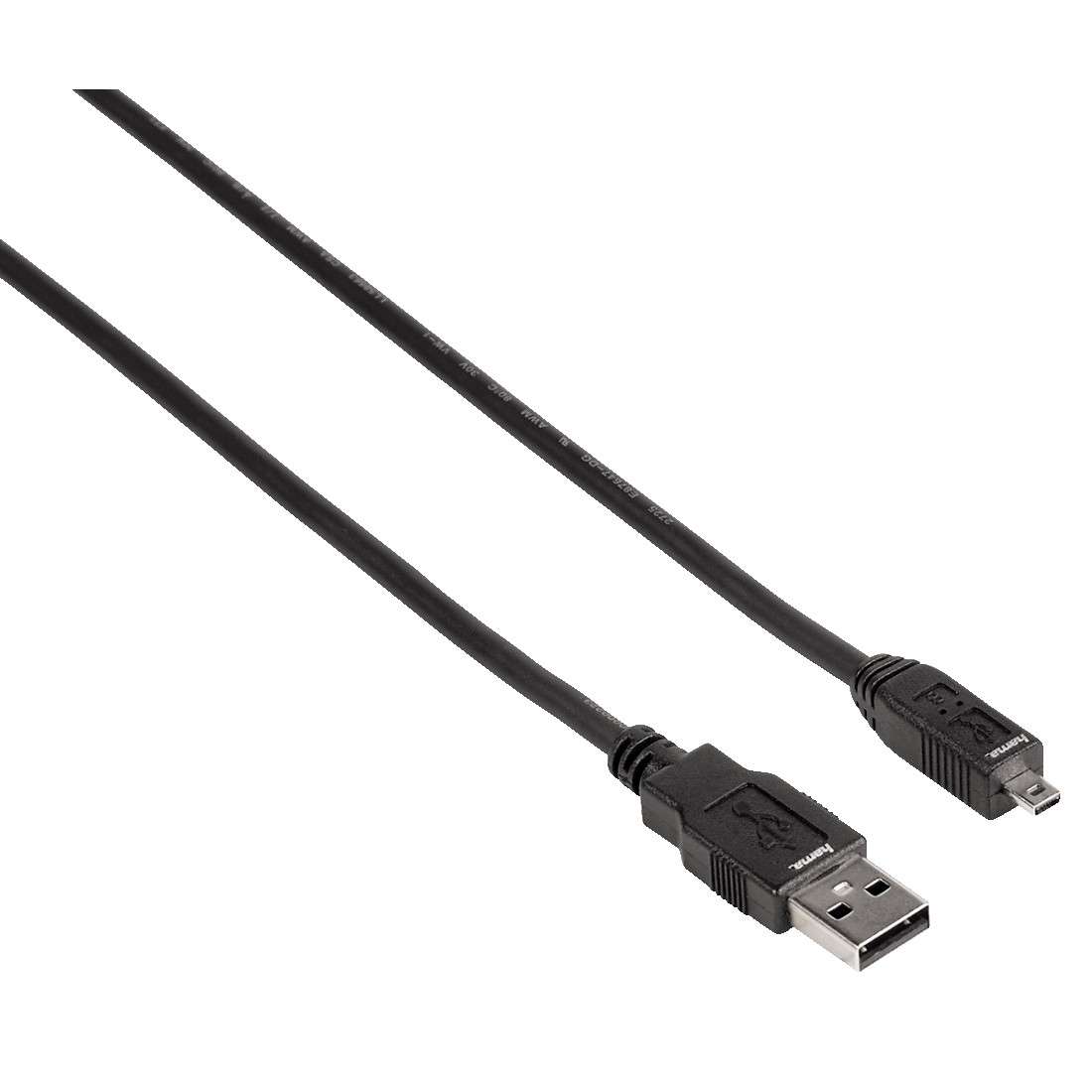 USB-2.0-Anschlusskabel, A-Stecker - Mini-B-St. (B8 Pin), 1,8 m, Schwarz
