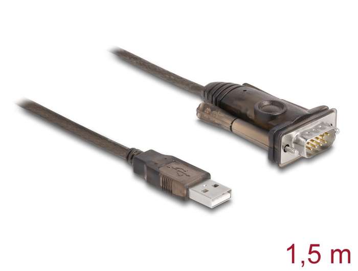 Delock Adapter USB 2.0 Typ-A zu 1 x Seriell RS-232 D-Sub 9 Pin Stecker