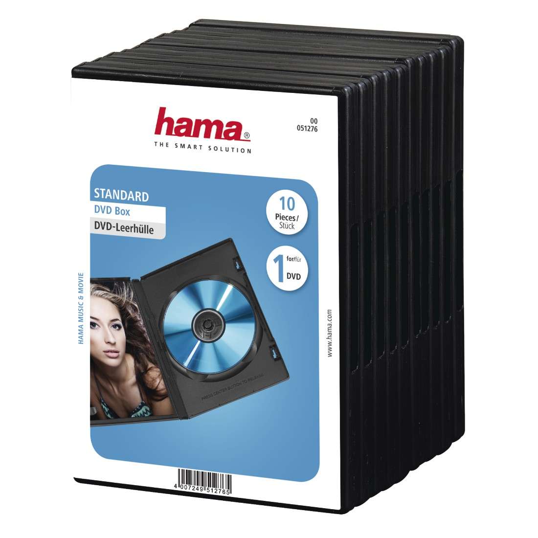 HAMA DVD-Leerhülle Standard, 10er-Pack, Schwarz