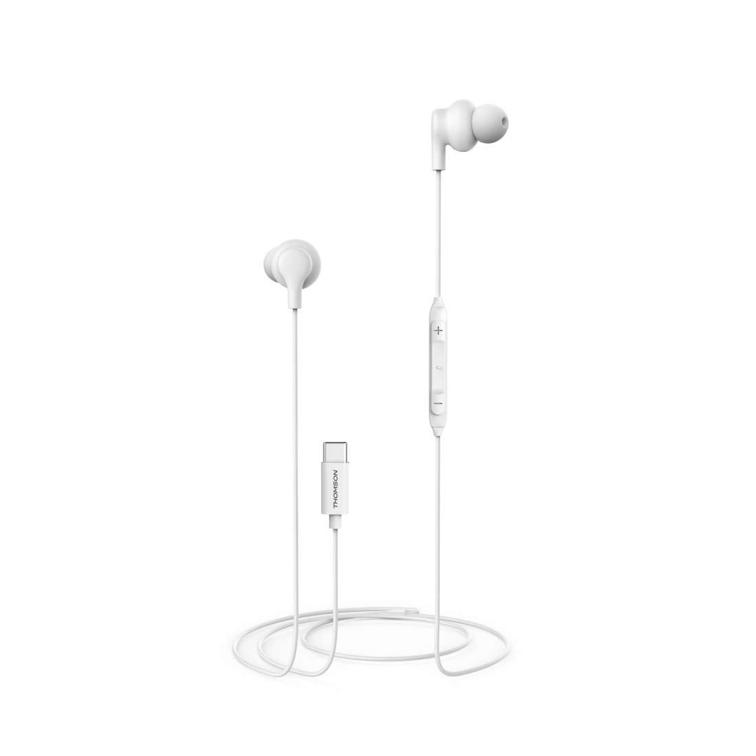 THOMSON (LIZENZMARKE) Kopfhörer, In-Ear, Mikrofon, Kabelknickschutz, USB-C, Weiß