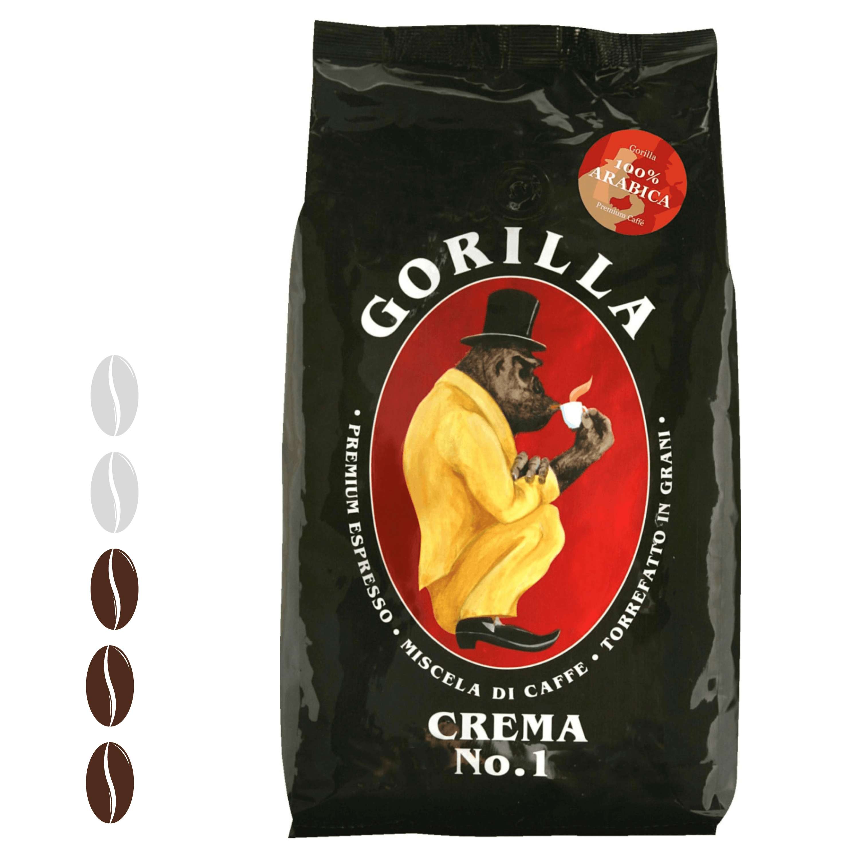 Gorilla Espresso Crema No.1 ganze Bohnen 1 kg geringer Koffeingehalt