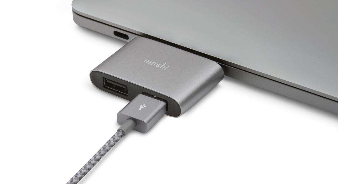 Moshi USB-C Dual USB-A Adapter titaniumgrau