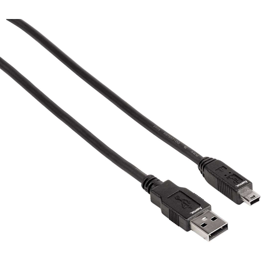 HAMA USB-2.0-Anschlusskabel, A-Stecker - mini-B-St. (B5 Pin), 1,80 m, Schwarz