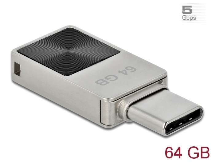 Delock Mini USB 3.2 Gen 1 USB-C Speicherstick 64 GB - Metallgehäuse