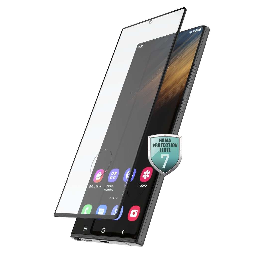 HAMA Full-Screen-Schutzglas für Samsung Galaxy S22 Ultra (5G), Schwarz