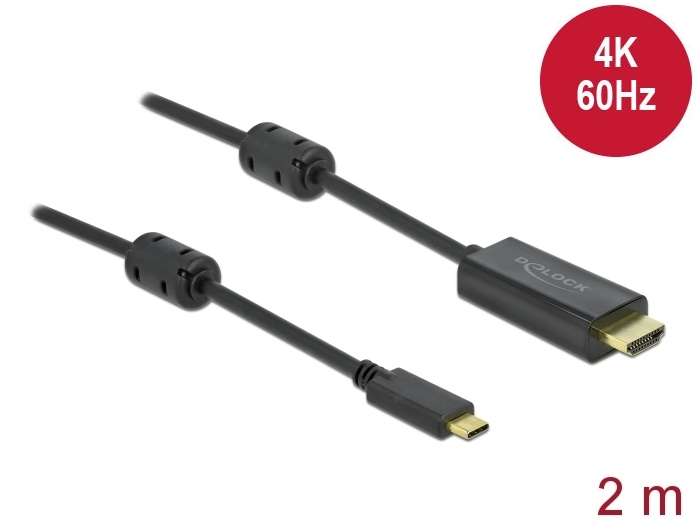 Delock Aktives USB Type-C zu HDMI Kabel (DP Alt Mode) 4K 60 Hz 2 m