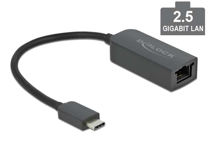 Delock Adapter USB Type-C Stecker zu 2,5 Gigabit LAN kompakt
