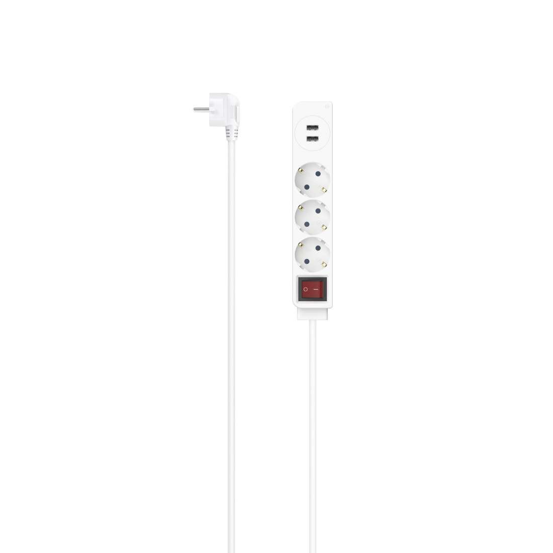 HAMA Steckdosenleiste, 3-fach, USB-A 17W, Schalter, 1,4 m, Weiß