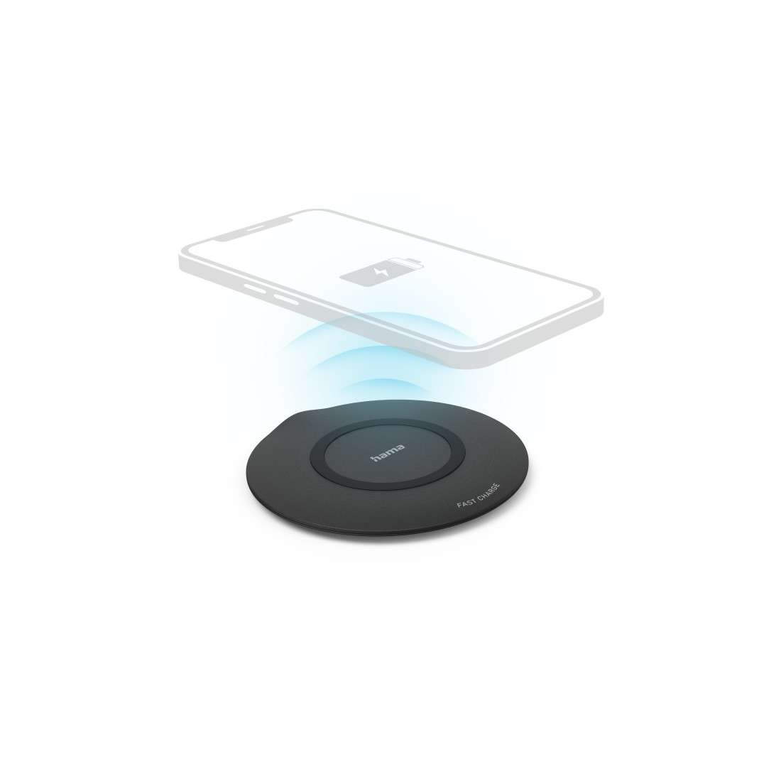 HAMA Wireless Charger QI-FC15, 15 W, kabelloses Smartphone-Ladepad, Schwarz