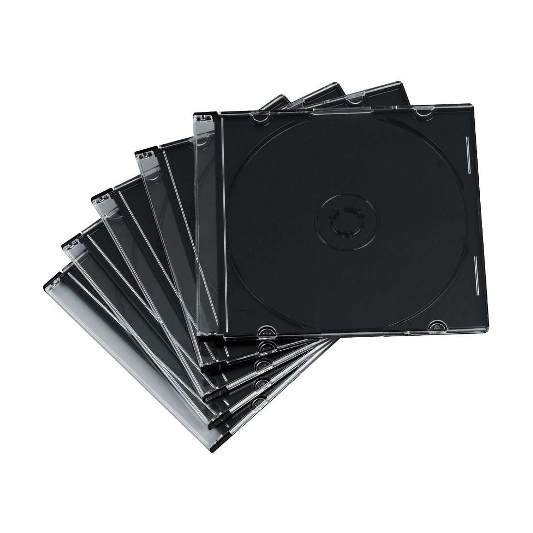 CD-Leerhülle Slim, 50er-Pack, Transparent/Schwarz