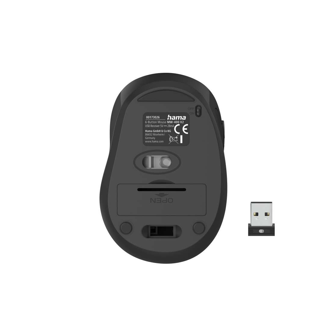 USB-Empf., | 00173026 Schwarz 6-Tasten-Funkmaus Optische MW-400 V2, ergonomisch,