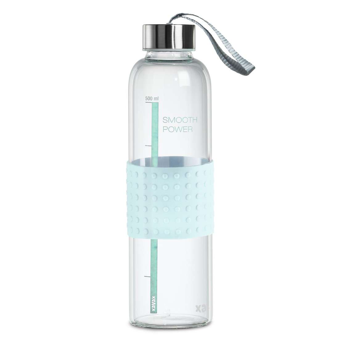 XAVAX Glasflasche, 500ml, mit Markierung, Schlaufe, für Kohlensäure u. heiß/kalt