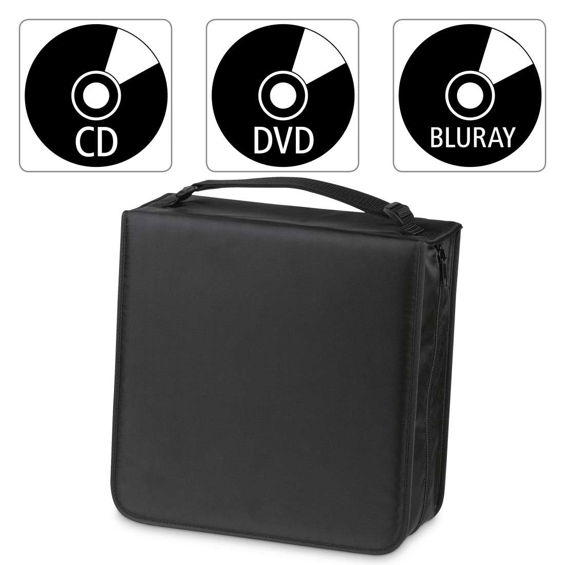 CD-/DVD-/Blu-ray-Tasche 304, Schwarz + Pflegetuch