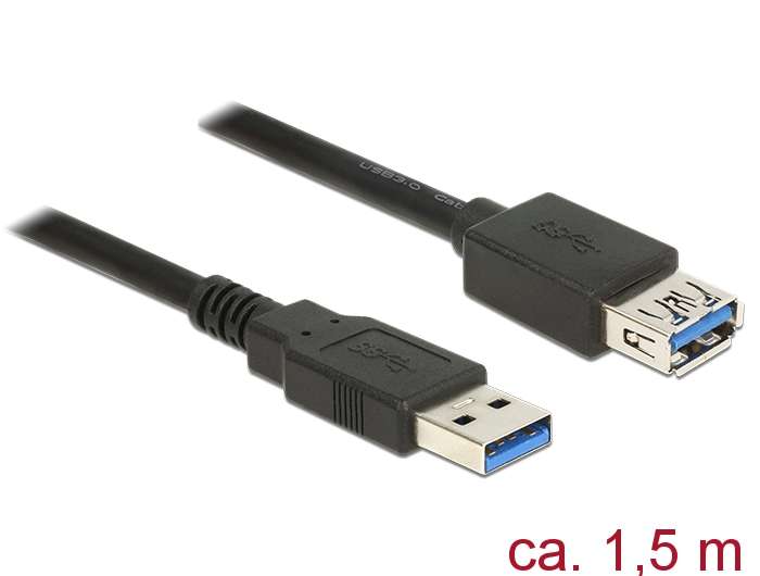 Delock Verlängerungskabel USB 3.0 Typ-A Stecker > USB 3.0 Typ-A Buchse 1,5 m