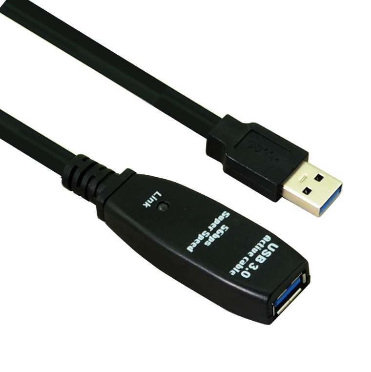 Helos Verlängerungskabel aktiv, USB 3.1 A Stecker/A Buchse, 5,0m, schwarz