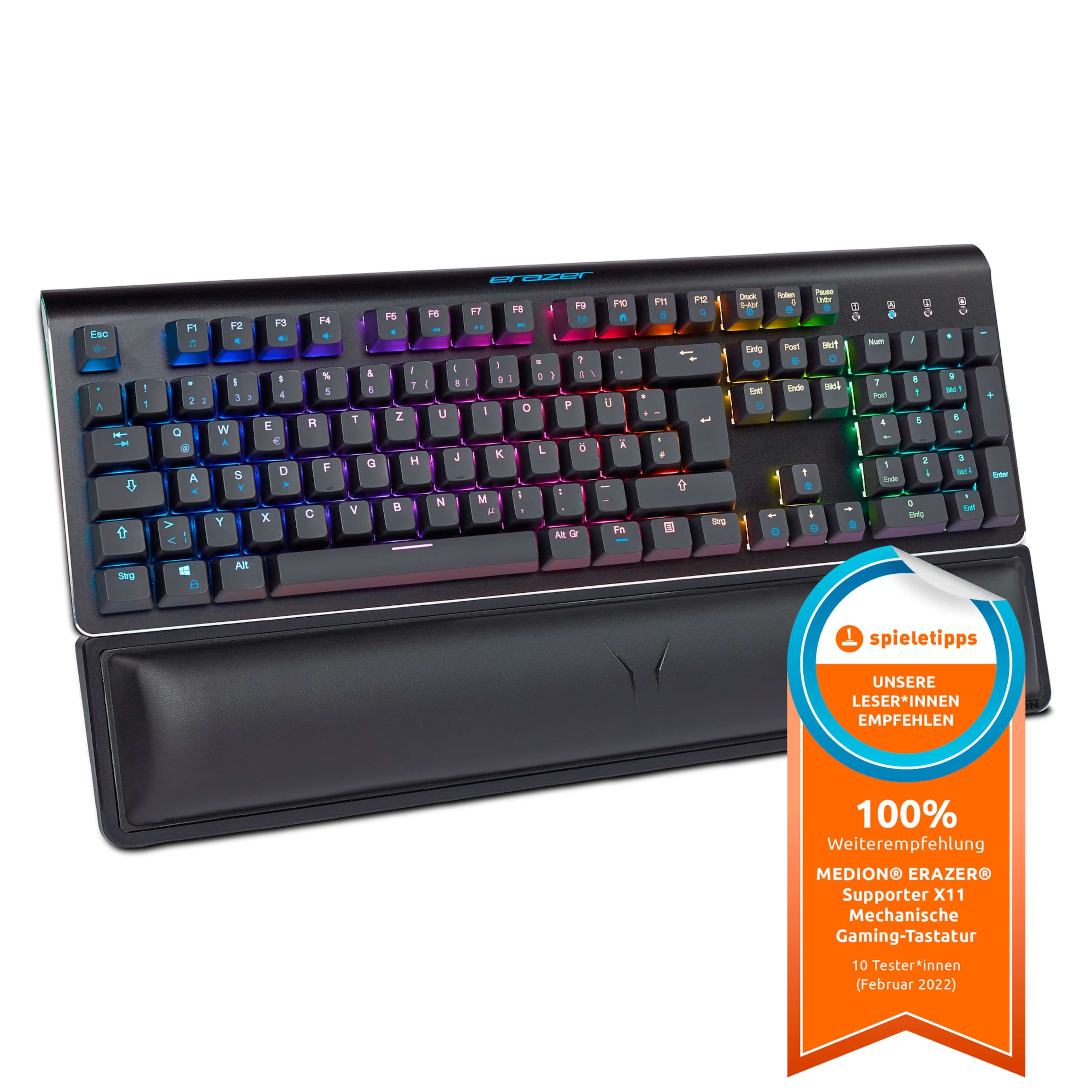 Gaming-Tastatur ERAZER® Supporter X11 100 % Anti-Ghosting RGB