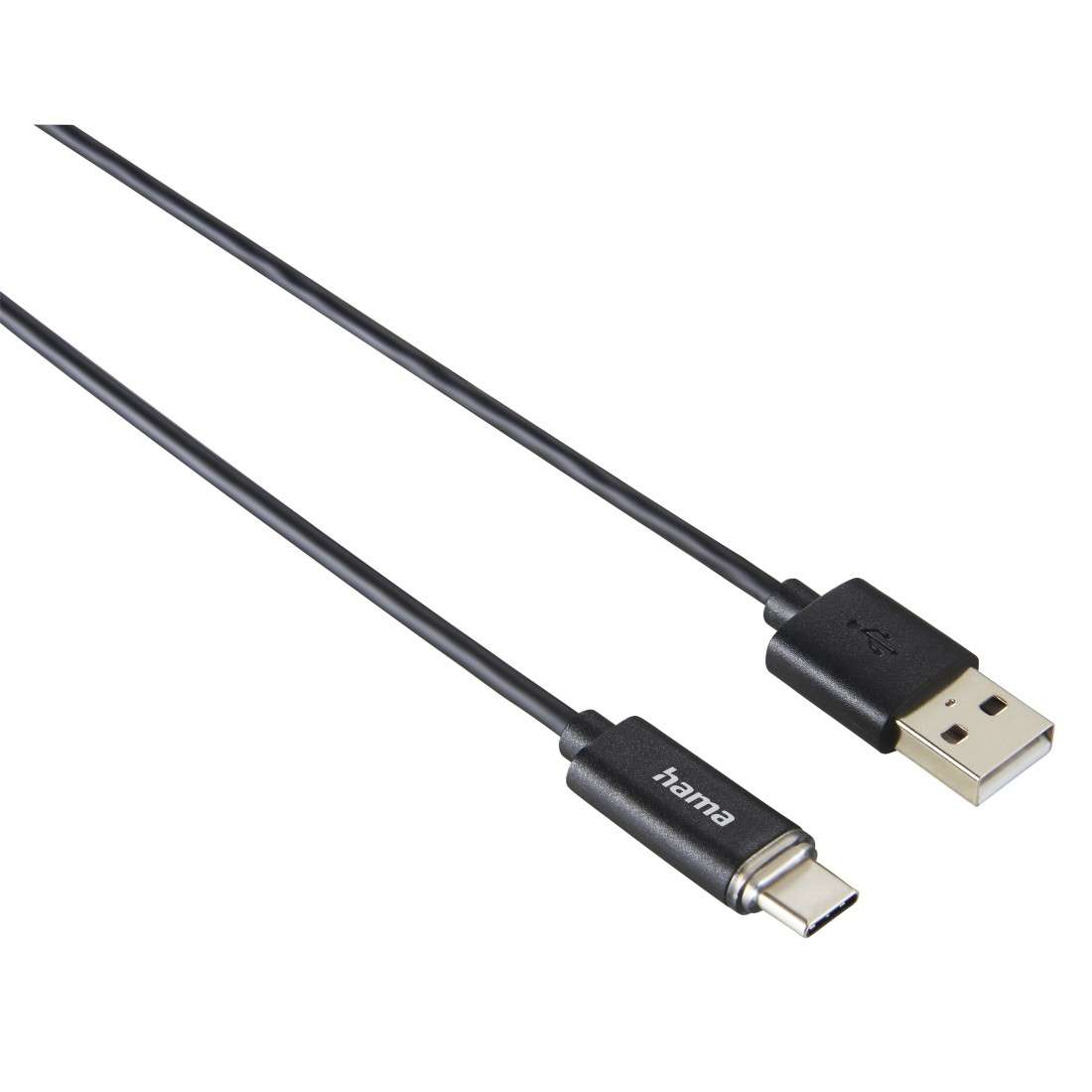 HAMA USB-Type-C-Kabel, mit LED-Anzeige, Schwarz, 1 m