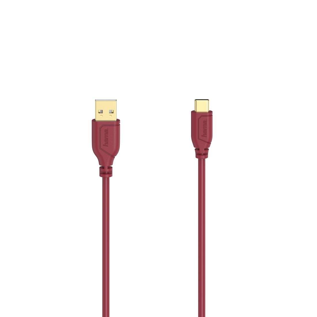 HAMA USB-C-Kabel Flexi-Slim, USB 2.0, 480 Mbit/s, Chilli Pepper, 0,75 m