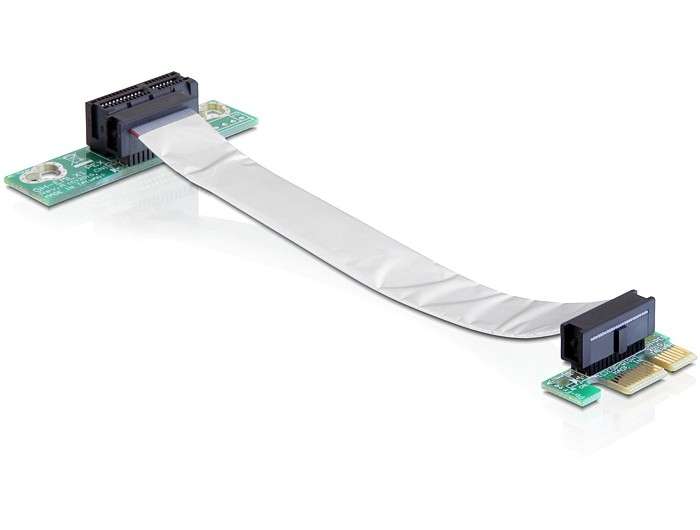 Delock Riser Karte PCI Express x1 mit flexiblem Kabel links gerichtet