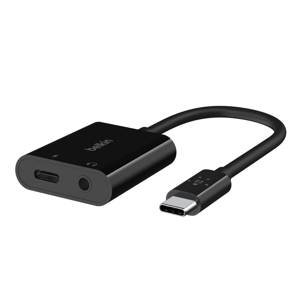 Belkin RockStar 3,5-mm-Klinken-Audio & USB-C Ladeadapter - schwarz