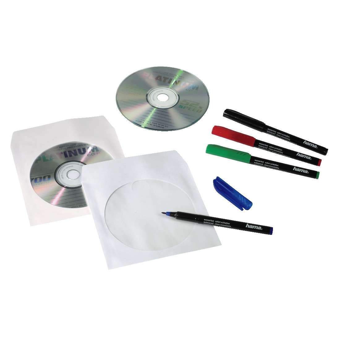 CD-/DVD-Papier-Schutzhüllen, Weiß, 100er-Pack