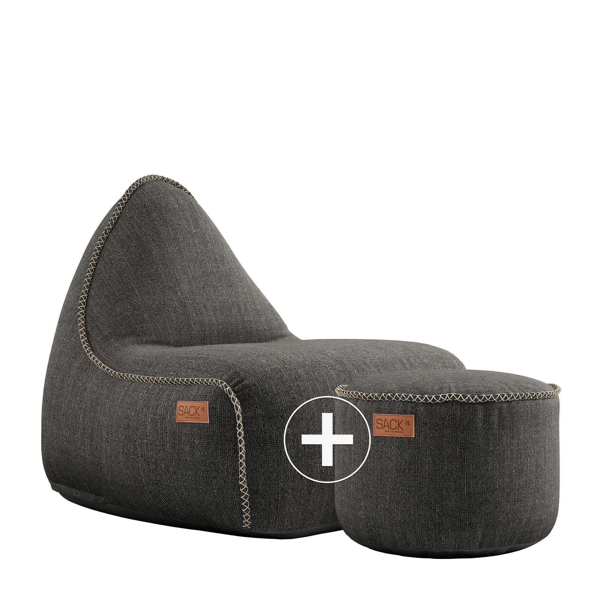 SACKit Cobana Lounge Chair + Pouf, Farbe: Cobana Grey
