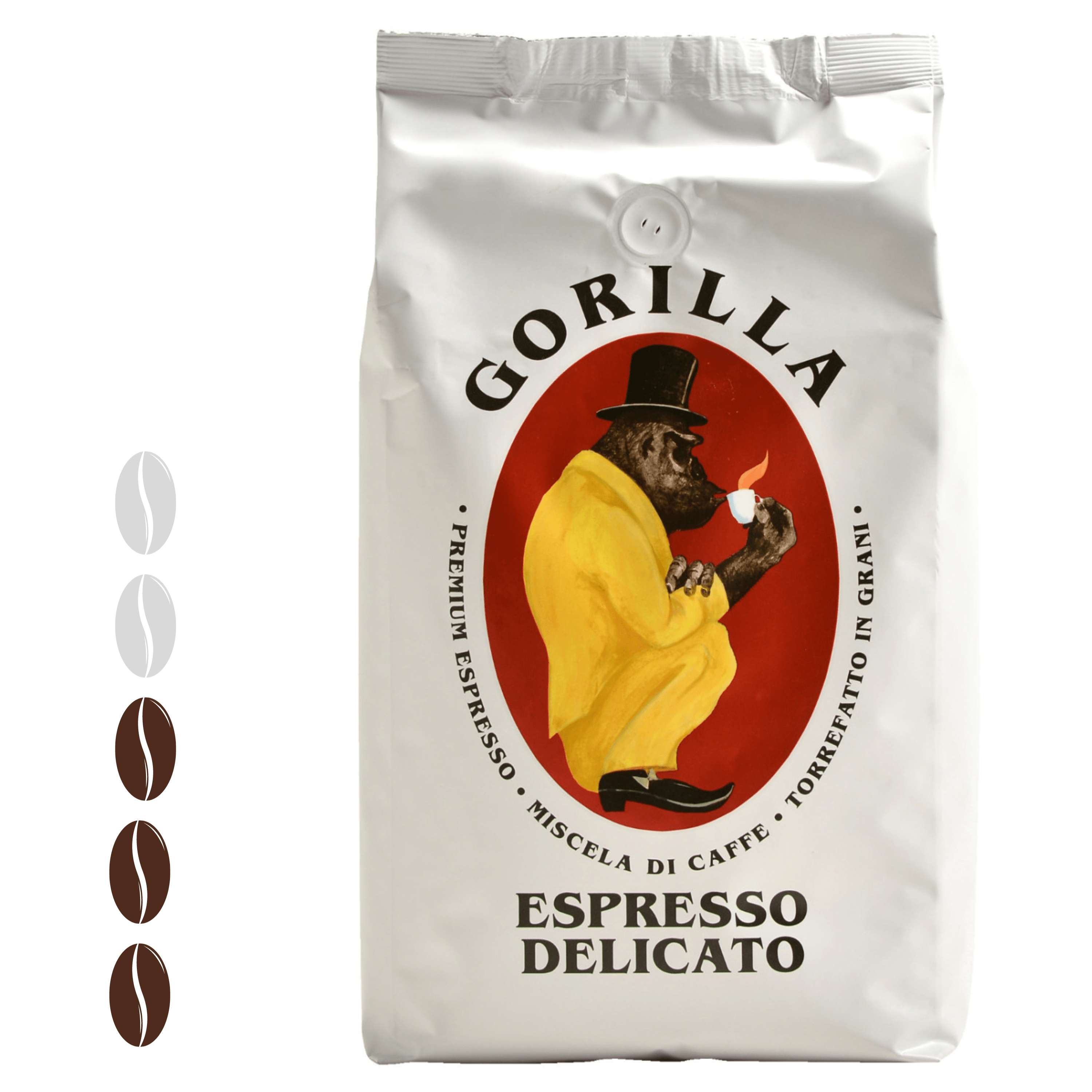 Gorilla Espresso Delicato ganze Bohnen 1 kg mild mit einer angenehmen Säure