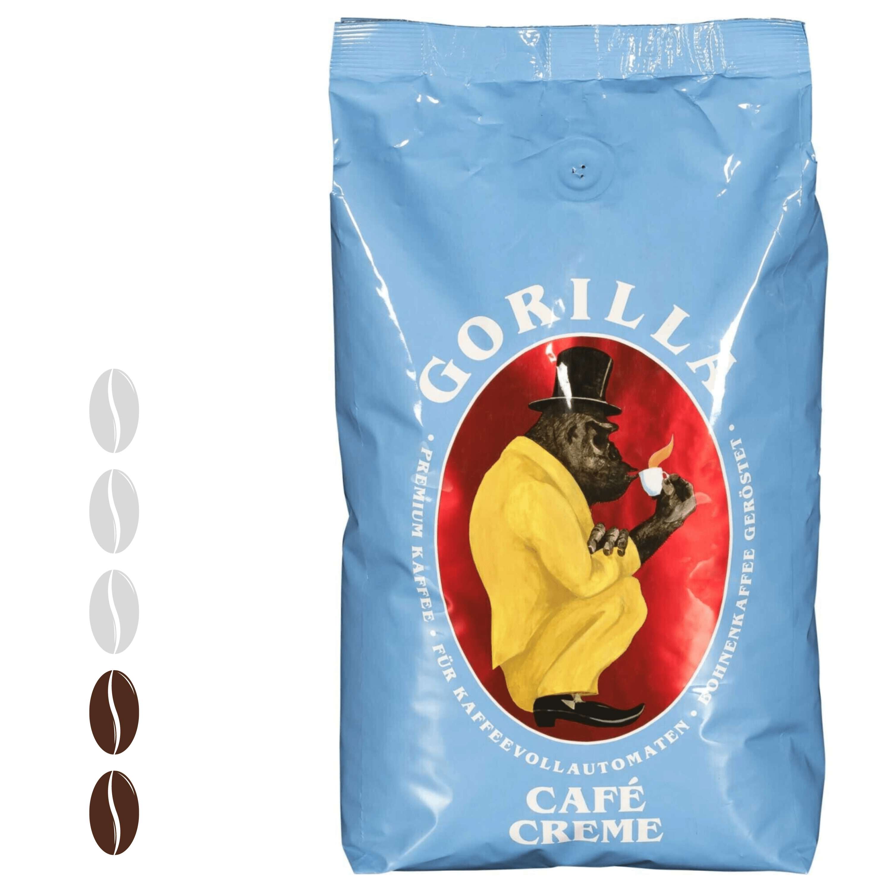 Gorilla Café Creme ganze Bohnen 1 kg mit geringem Koffein-Gehalt