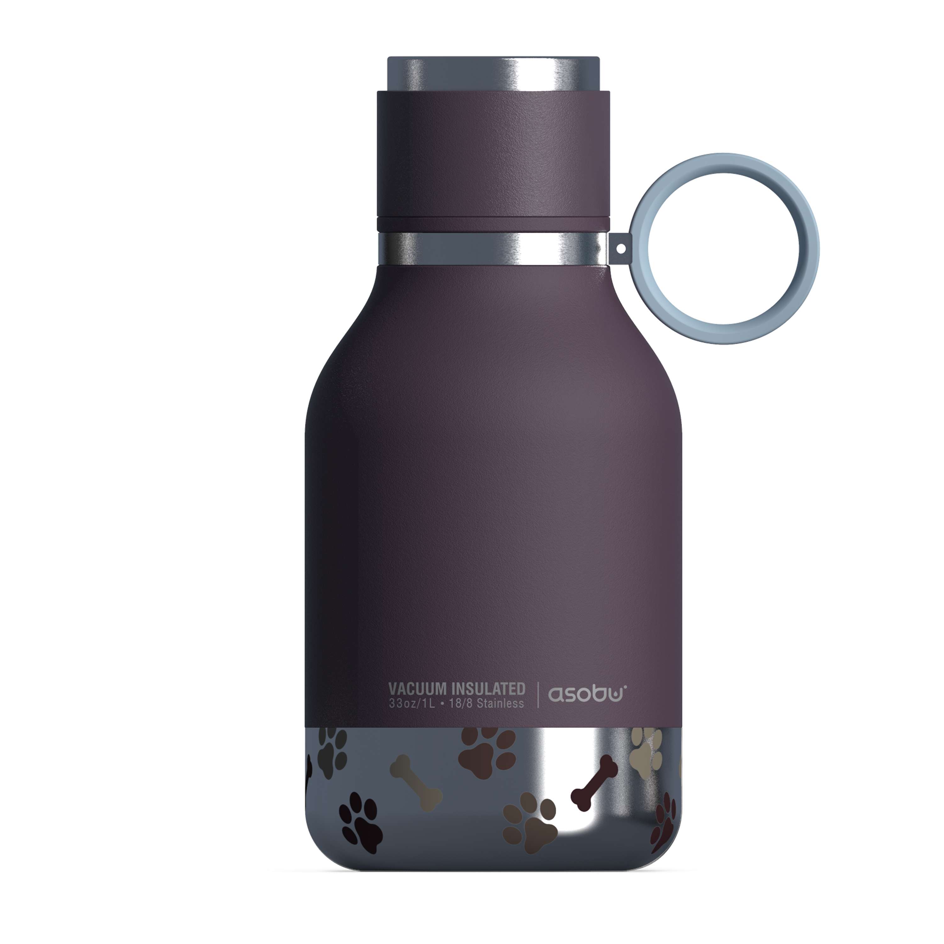 Asobu Edelstahlflasche mit Hundenapf 1 Liter Dog Bowl burgunderrot