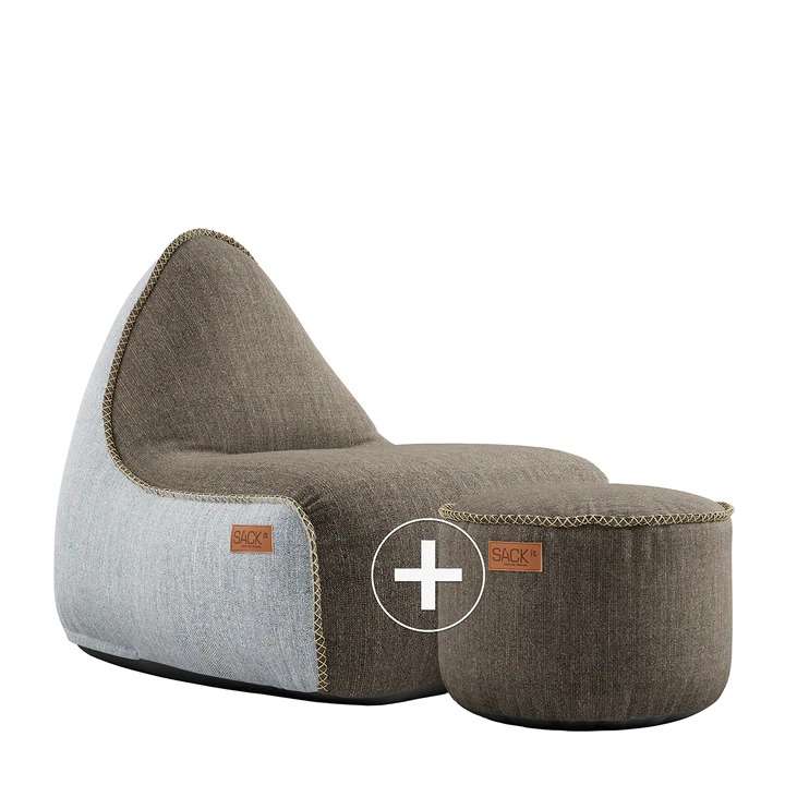 SACKit SACKit Cobana Lounge Chair + Pouf, Farbe: Cobana Brown / White - Brown