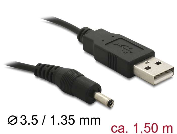 Delock Kabel USB Power > DC 3,5 x 1,35 mm Stecker 1,5 m