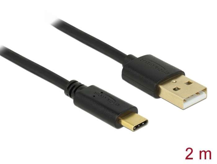 Delock Kabel USB 2.0 Typ-A Stecker > USB Type-C 2.0 Stecker 2,0 m schwarz