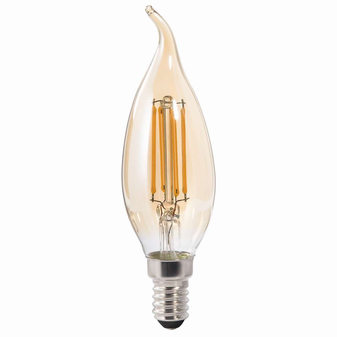 XAVAX LED-Filament, E14, 400lm ersetzt 35W, Windstoß-Kerze, Amber, Warmweiß