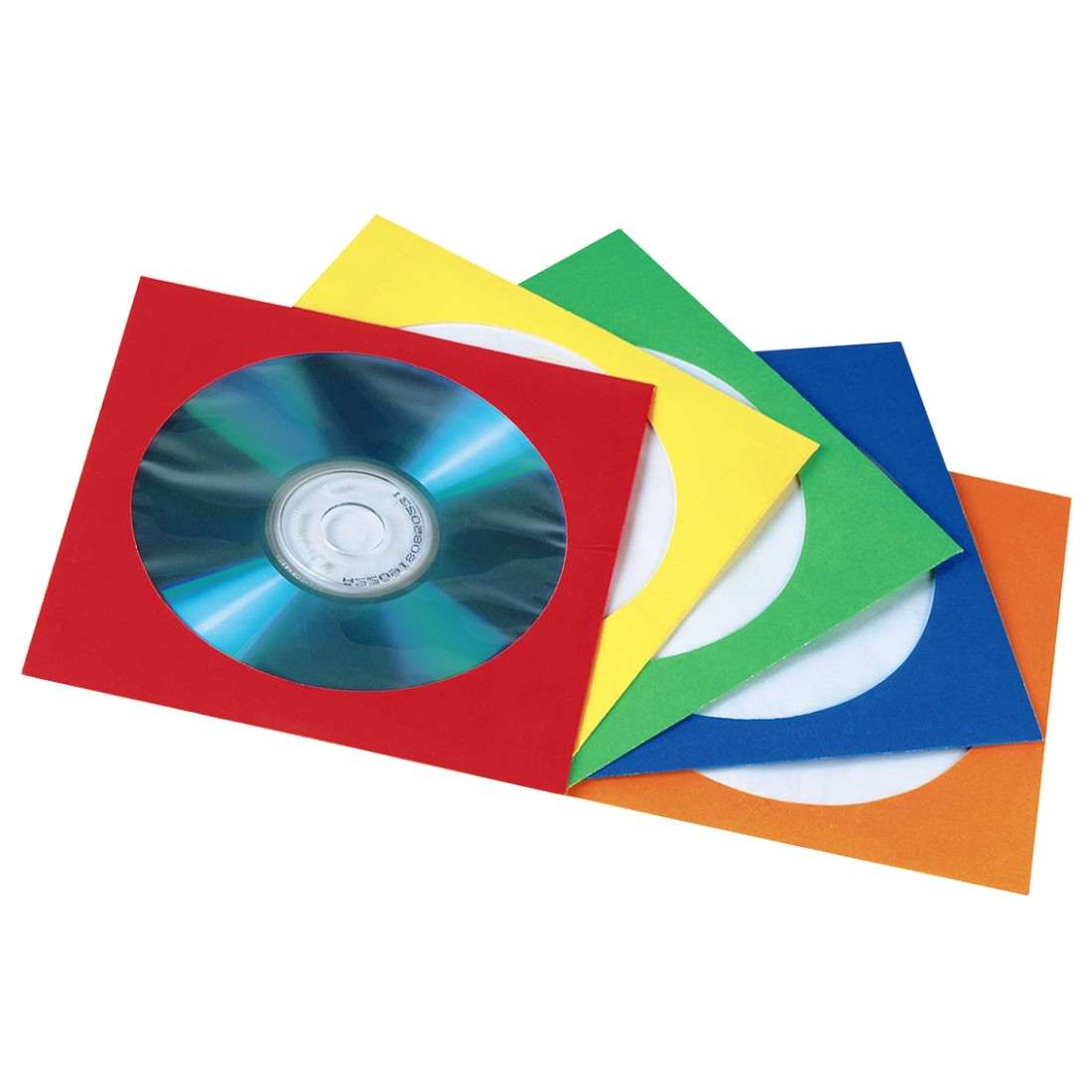 CD-/DVD-Papierhüllen, 100er-Pack, farblich sortiert