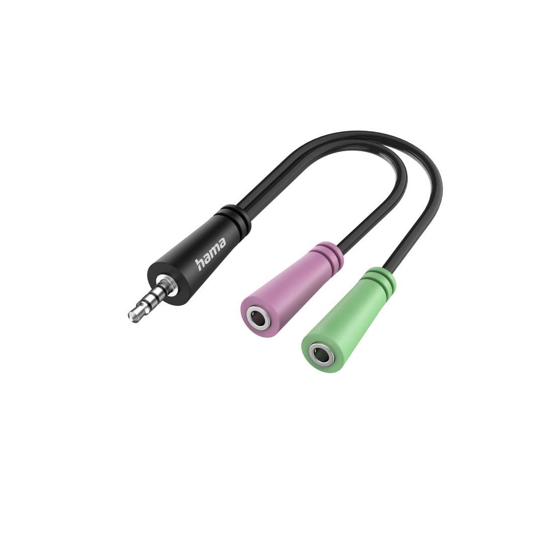 HAMA Audio-Adapter, 4pol. 3,5-mm-Klinke-Stecker - 2x 3pol. 3,5-mm-Klinke-Headset