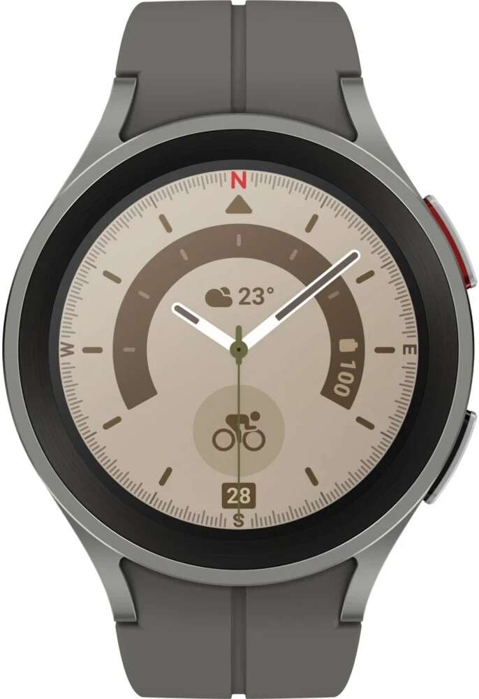 Galaxy Watch5 Pro - titanfarben grau - intelligente Uhr mit Sportband - Titanium Gray - 16 G