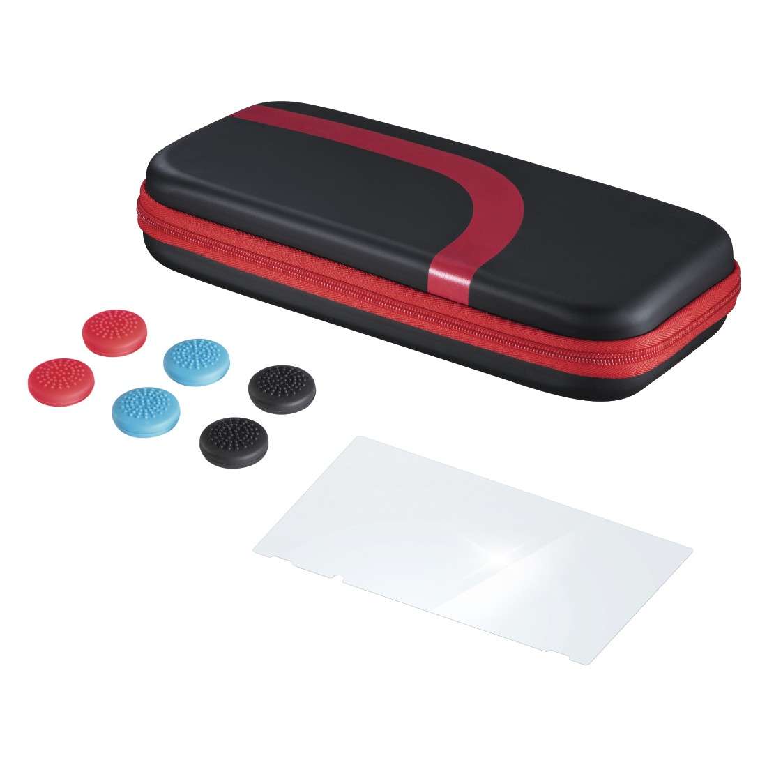 HAMA Set (Tasche, Schutzglas, Control-Aufsätze) für Nintendo Switch, Schwarz/Rot
